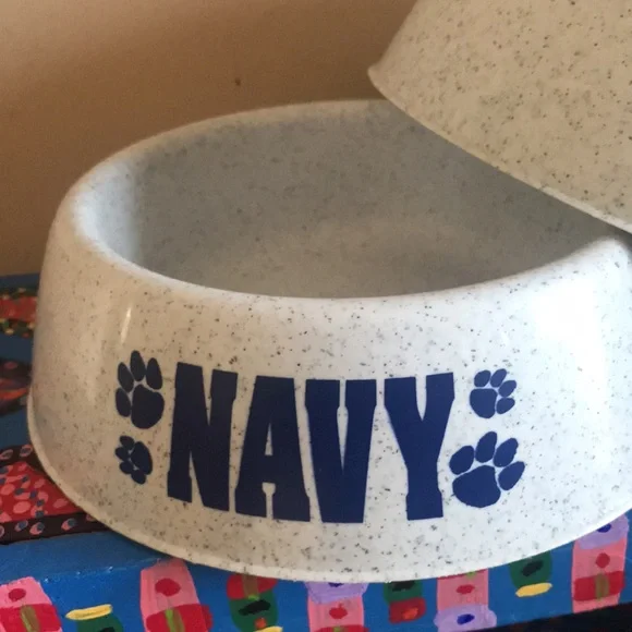 Dog Bowls- set of 2- NAVY - Picture 2 of 6